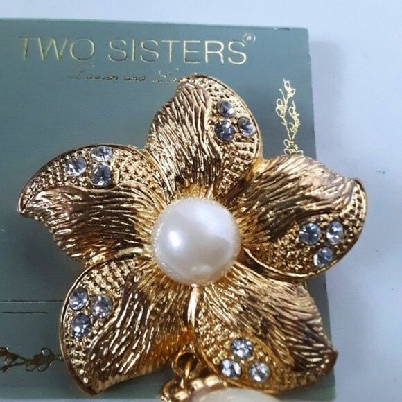 Vintage Two Sisters Women's Gold Large Brooch - Picture 5 of 10